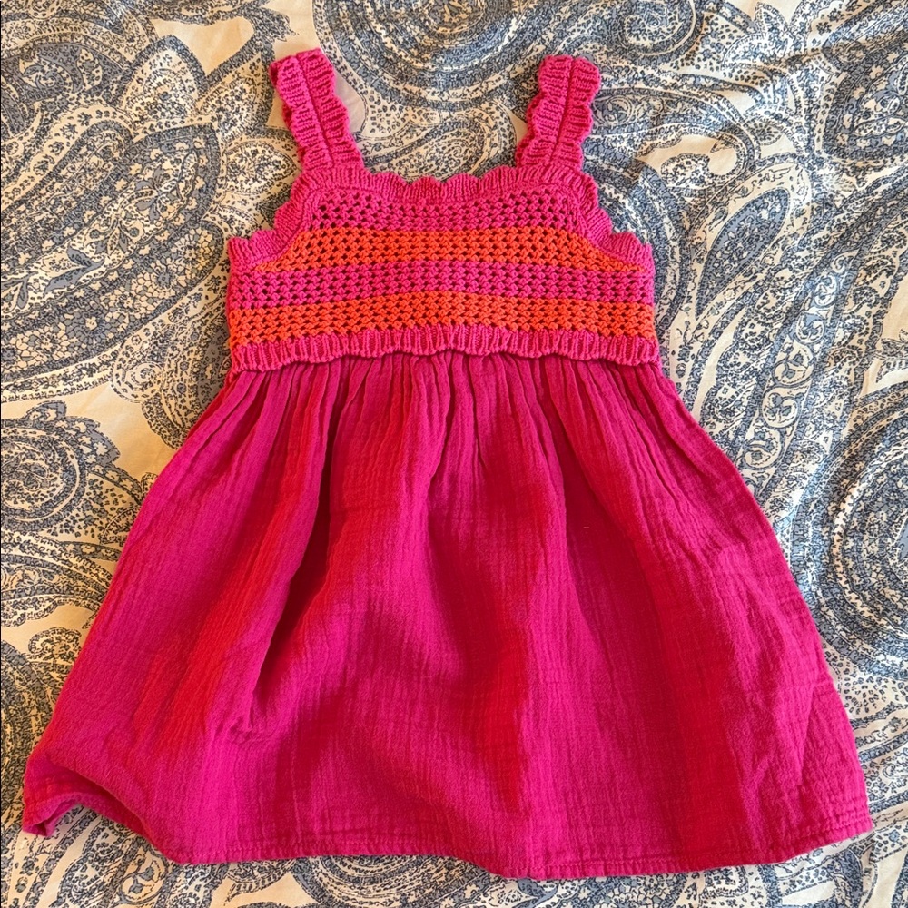GAP Vibrant Pink and Orange Casual Dress